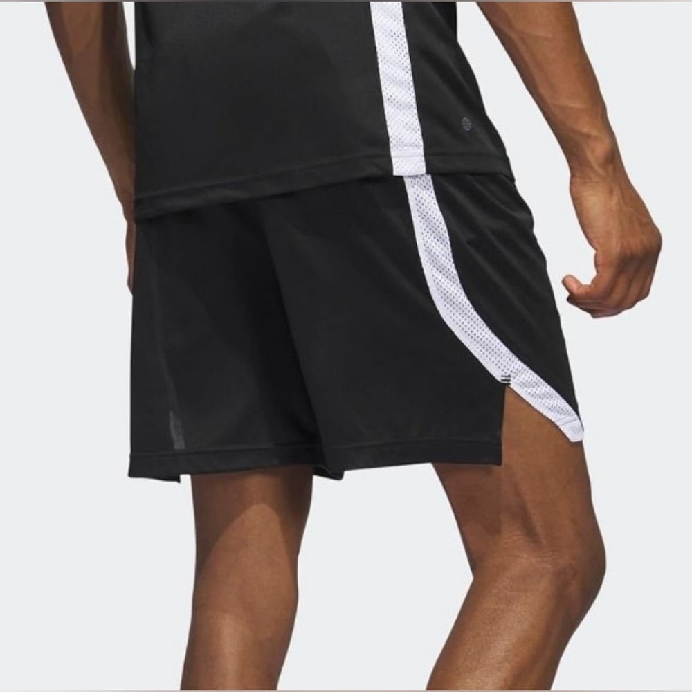 Adidas Men's Black and White Athletic Shorts